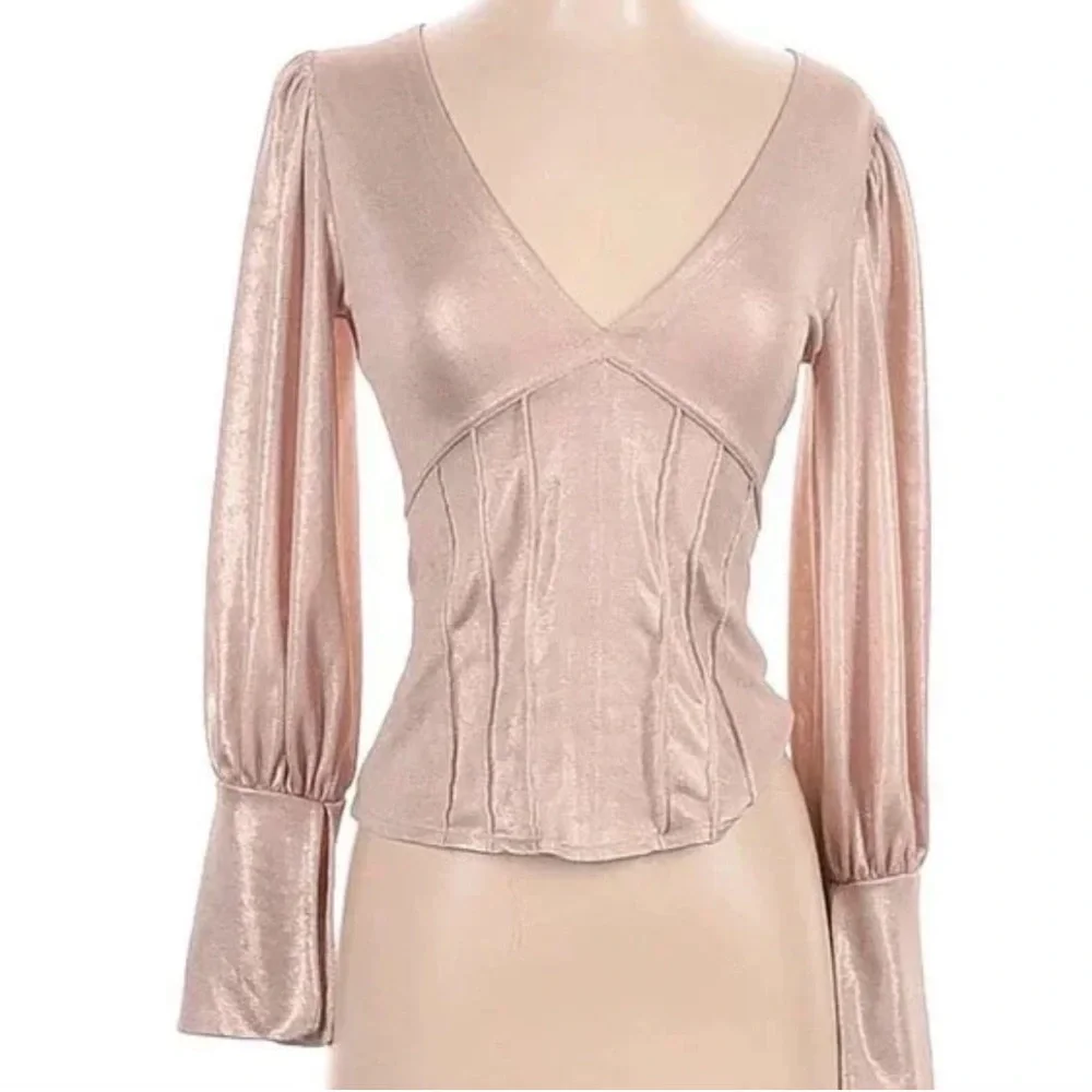 Free People Killer Queen Tee in Pink Blush Blouse Women's Top Shirt Size medium